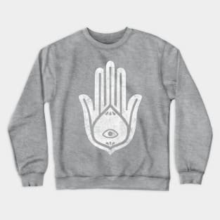 Hamsa 2 White Halftone Crewneck Sweatshirt